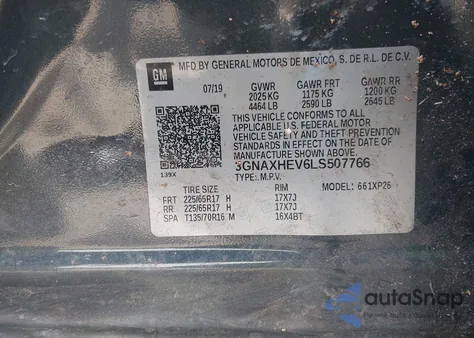 2020 Chevrolet Equinox Fwd Ls from USA, damaged, VIN 3GNAXHEV6LS507766